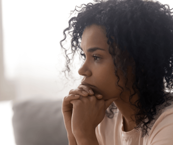 Beautiful Black woman staring into space;
how to deal with catastrophic thinking,
strategies for overcoming catastrophic thinking,
tips for stopping catastrophic thinking,
self-help for catastrophic thinking
Twanna Carter
confidence